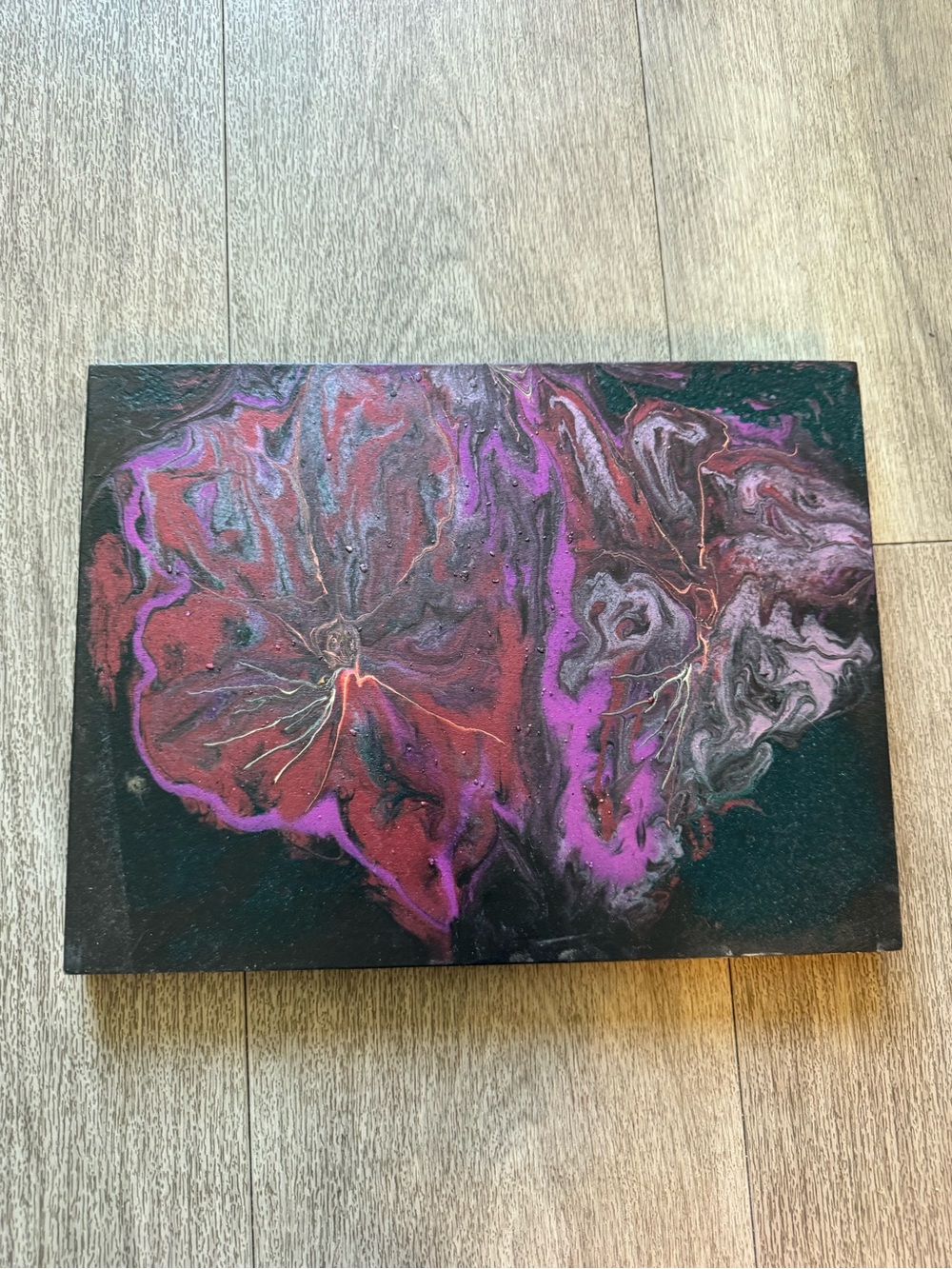 Abstract Fluid Art Canvas in Purple and Red